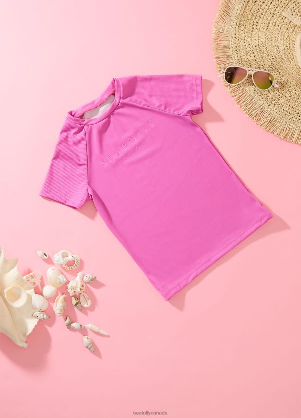 Seafolly Children Essential Girls S/S Rash Vest ZZ6BL800 Swimwear Pink