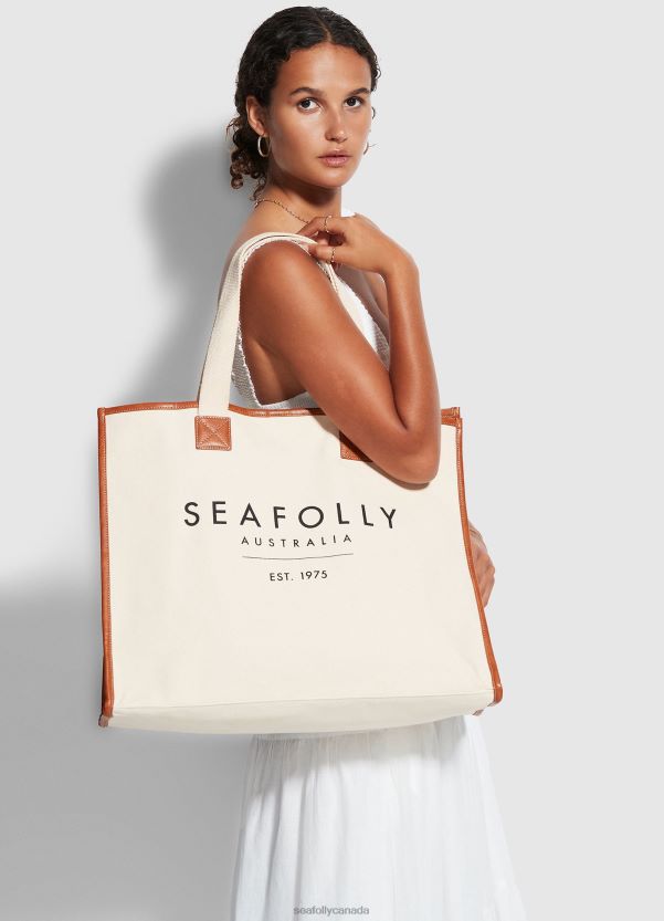 Seafolly Women Canvas Tote Bag ZZ6BL763 Accessories Sand