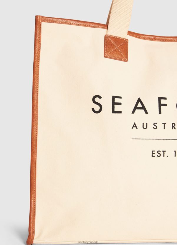 Seafolly Women Canvas Tote Bag ZZ6BL763 Accessories Sand