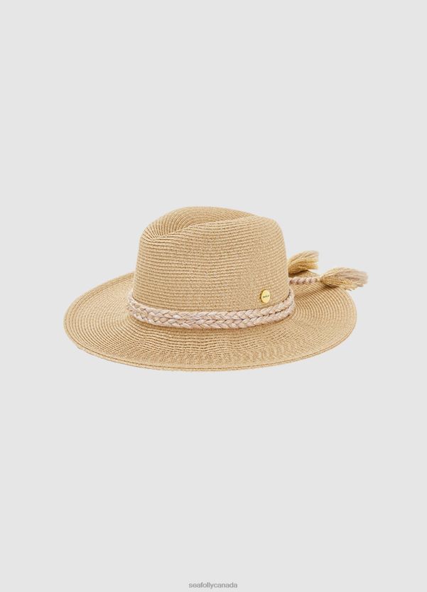 Seafolly Women Collapsible Fedora ZZ6BL781 Accessories Gold