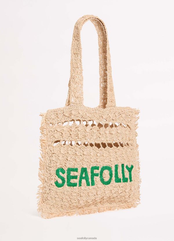 Seafolly Women Logo Woven Tote ZZ6BL768 Accessories Natural