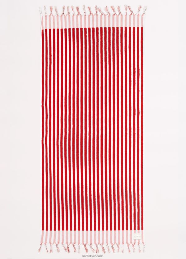 Seafolly Women Marina Stripe Towel ZZ6BL777 Accessories Chilli