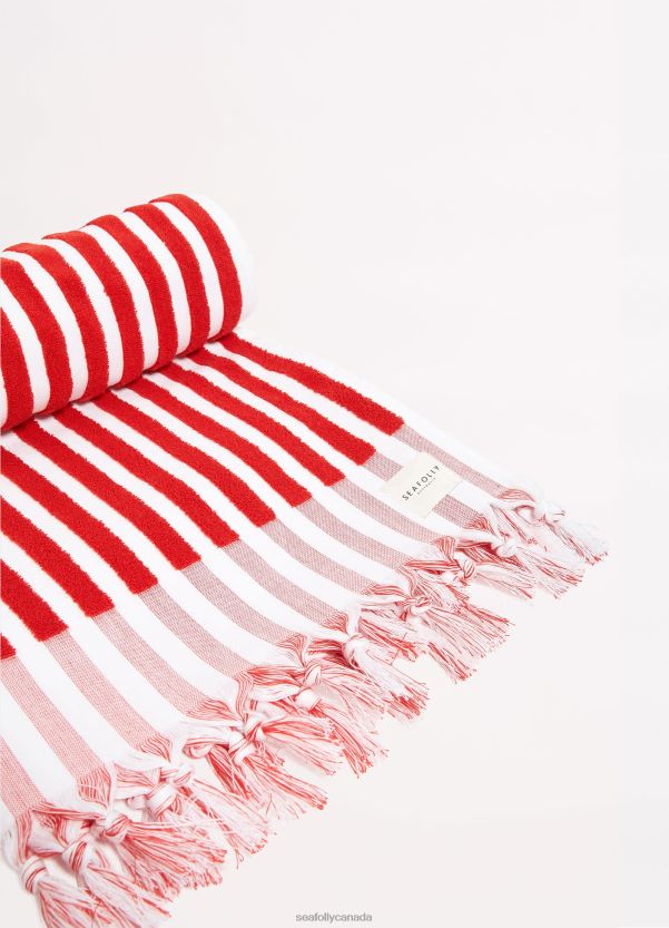 Seafolly Women Marina Stripe Towel ZZ6BL777 Accessories Chilli