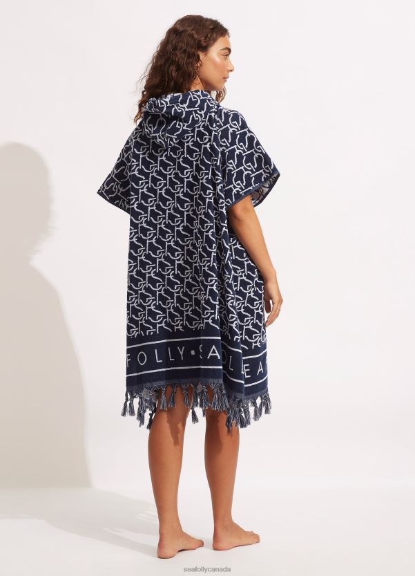 Seafolly Women Sf Monogram Towel Poncho ZZ6BL774 Accessories True Navy