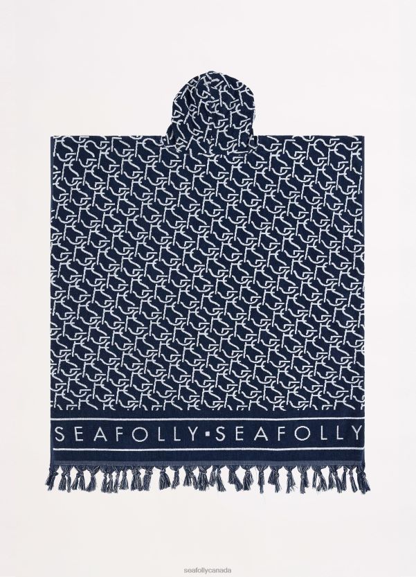 Seafolly Women Sf Monogram Towel Poncho ZZ6BL774 Accessories True Navy