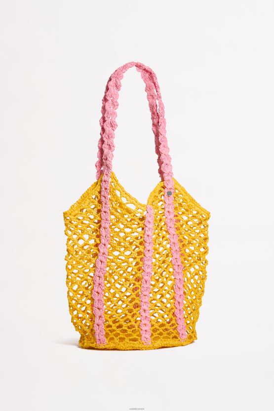 Seafolly Women Waves Woven Tote ZZ6BL765 Accessories Pink/Yellow