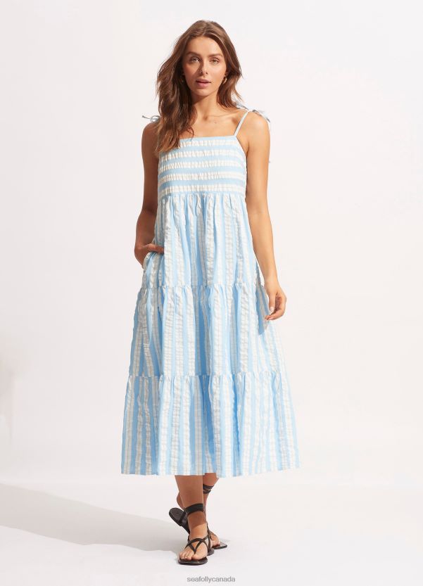 Seafolly Women Cabana Tier Maxi ZZ6BL686 Clothes Powder Blue