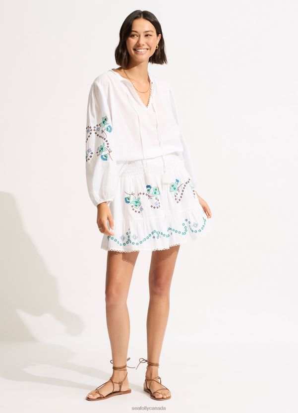 Seafolly Women Eden Embroidery Skirt ZZ6BL722 Clothes White