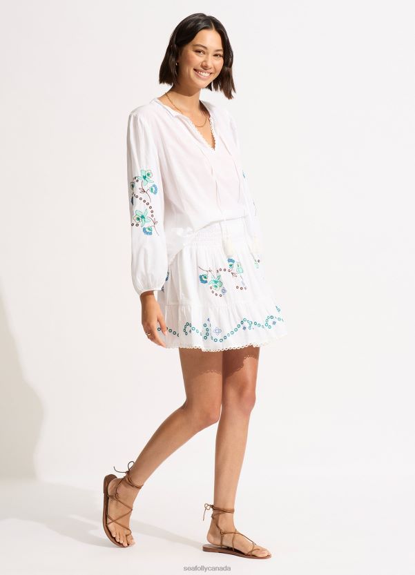 Seafolly Women Eden Embroidery Skirt ZZ6BL722 Clothes White