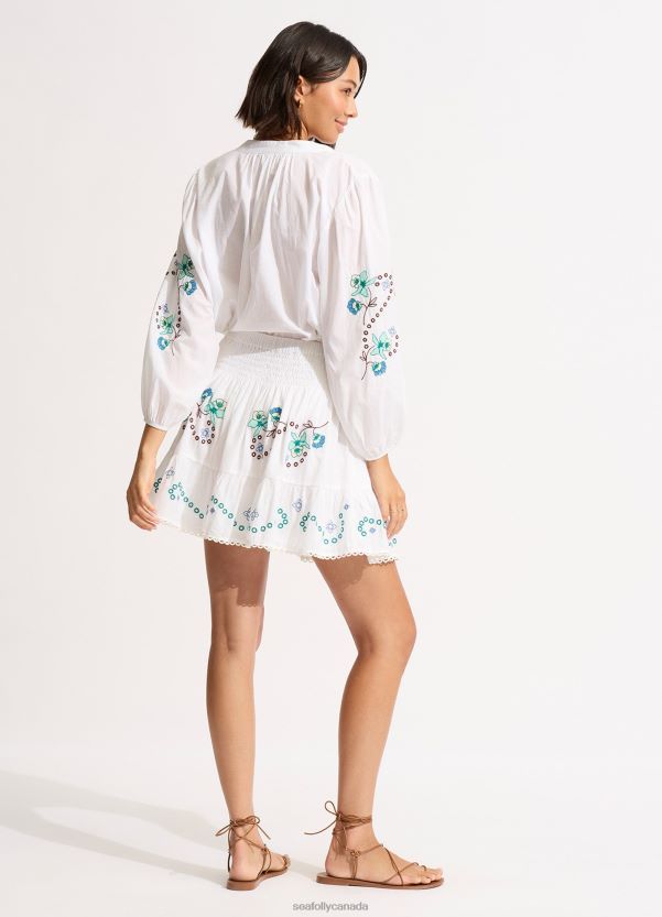 Seafolly Women Eden Embroidery Skirt ZZ6BL722 Clothes White