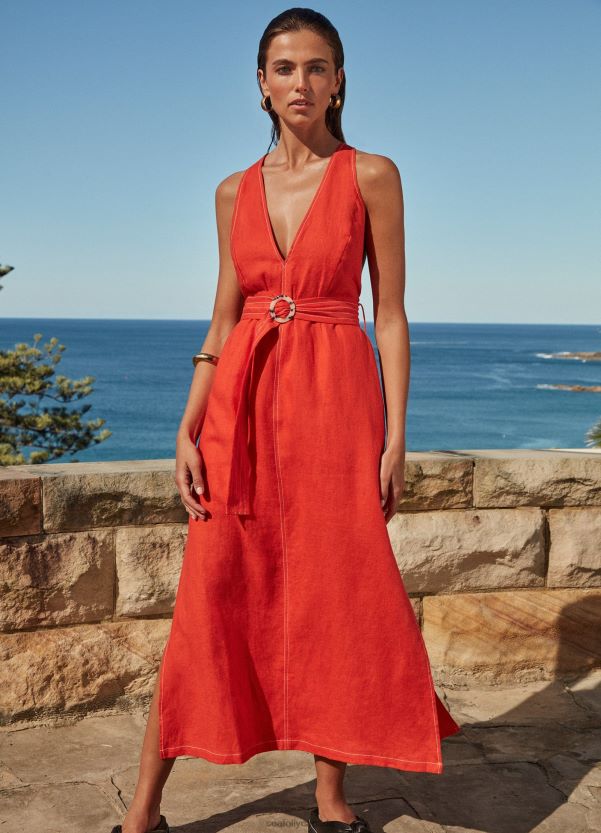 Seafolly Women Jetset Plunge Stitch Dress ZZ6BL700 Clothes Fiamma