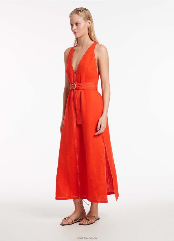 Seafolly Women Jetset Plunge Stitch Dress ZZ6BL700 Clothes Fiamma
