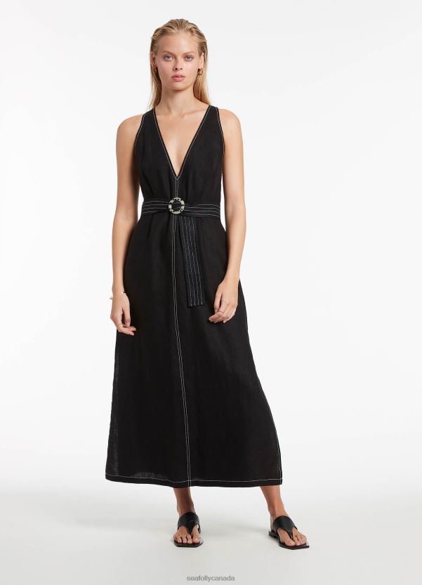Seafolly Women Jetset Plunge Stitch Dress ZZ6BL701 Clothes Black