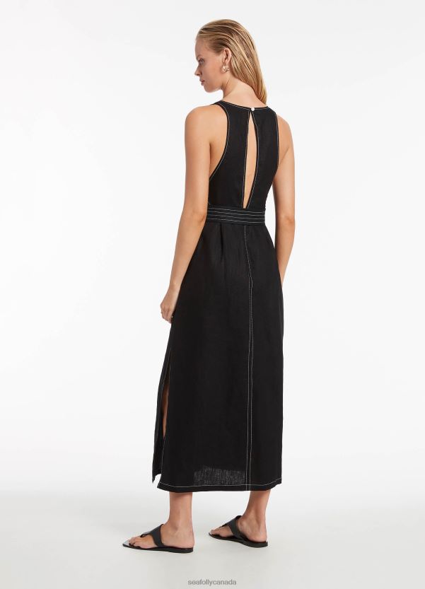 Seafolly Women Jetset Plunge Stitch Dress ZZ6BL701 Clothes Black