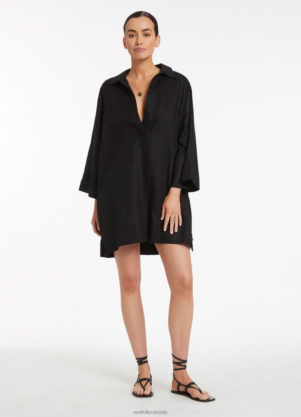 Seafolly Women Jetset Pullover Kaftan ZZ6BL705 Clothes Black