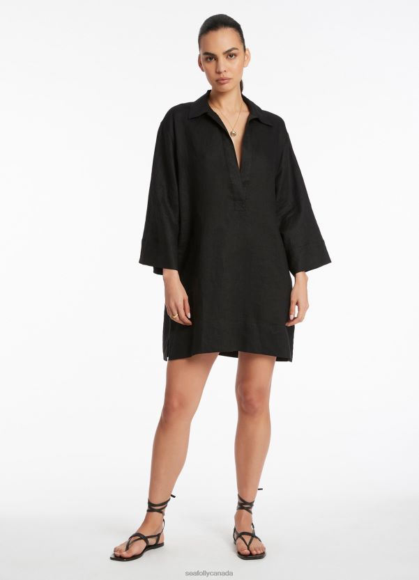 Seafolly Women Jetset Pullover Kaftan ZZ6BL705 Clothes Black