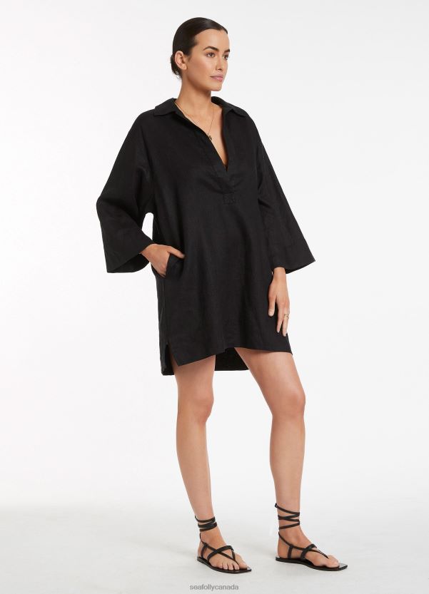 Seafolly Women Jetset Pullover Kaftan ZZ6BL705 Clothes Black