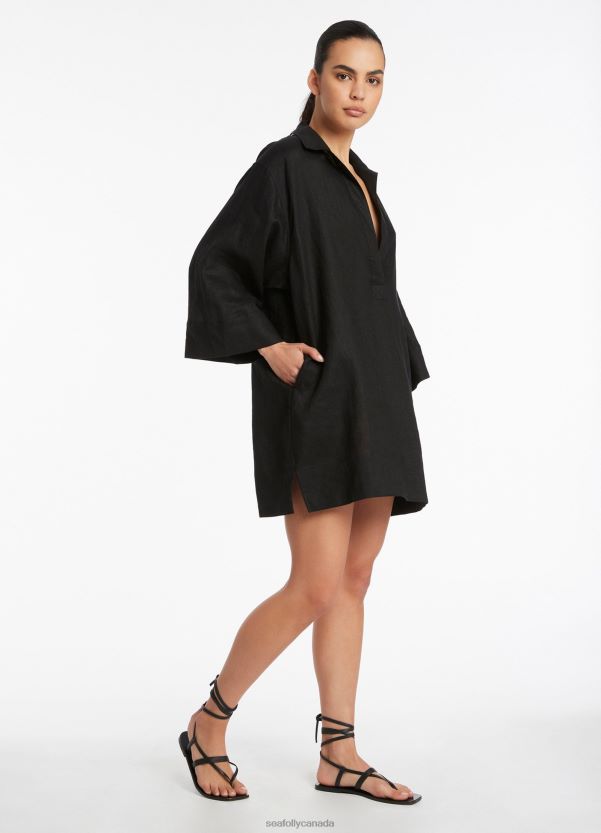 Seafolly Women Jetset Pullover Kaftan ZZ6BL705 Clothes Black