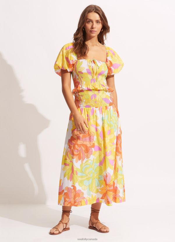 Seafolly Women Palm Springs Shirring SkirtLime Light ZZ6BL726 Clothes Limelight