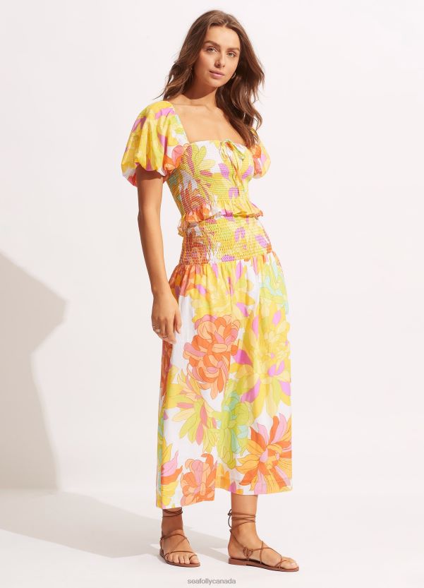 Seafolly Women Palm Springs Shirring SkirtLime Light ZZ6BL726 Clothes Limelight