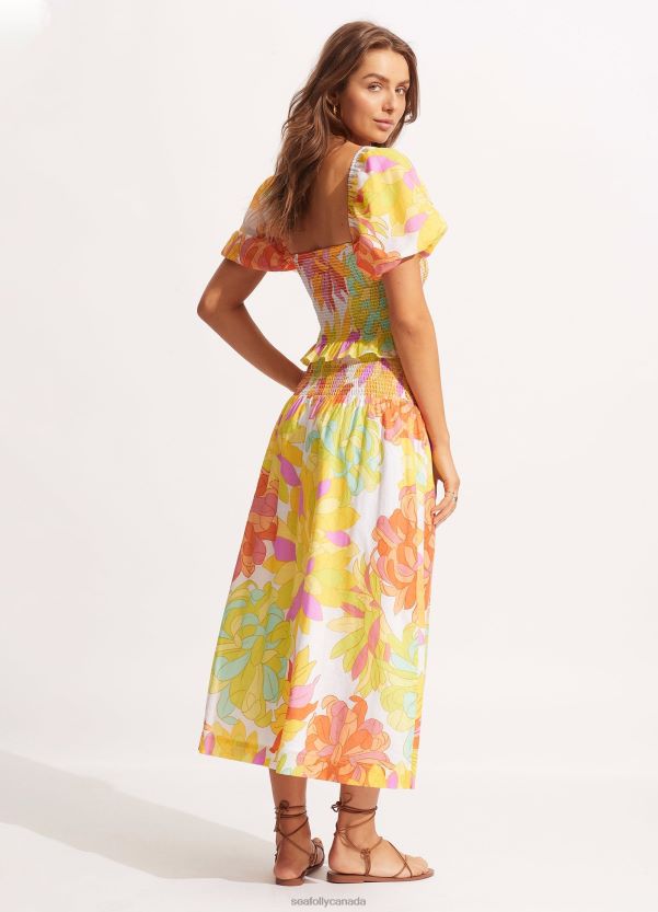 Seafolly Women Palm Springs Shirring SkirtLime Light ZZ6BL726 Clothes Limelight