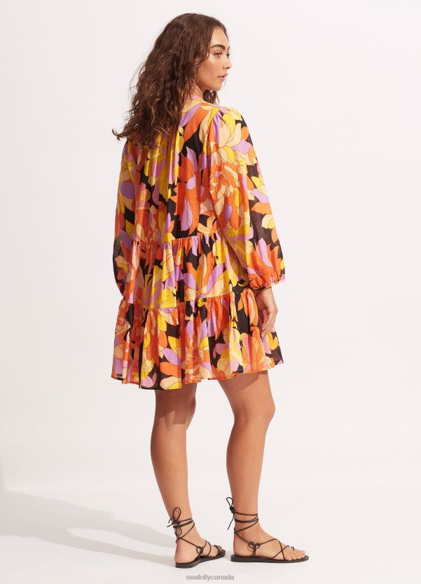 Seafolly Women Palm Springs Tier Dress ZZ6BL691 Clothes Black