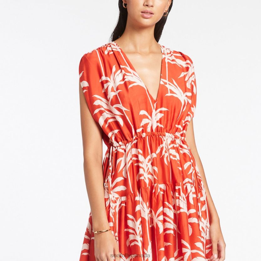 Seafolly Women Palme Tiered Cover Up ZZ6BL699 Clothes Cherry