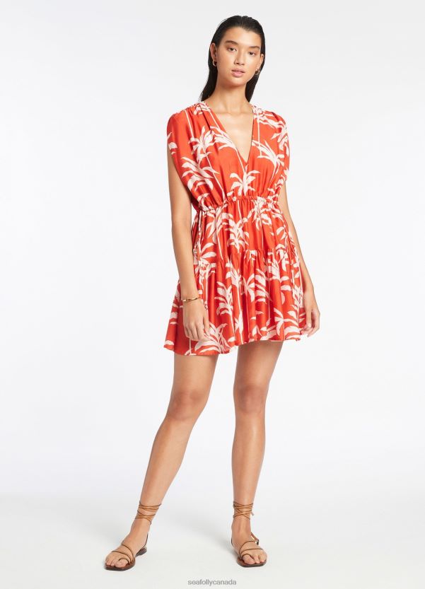 Seafolly Women Palme Tiered Cover Up ZZ6BL699 Clothes Cherry