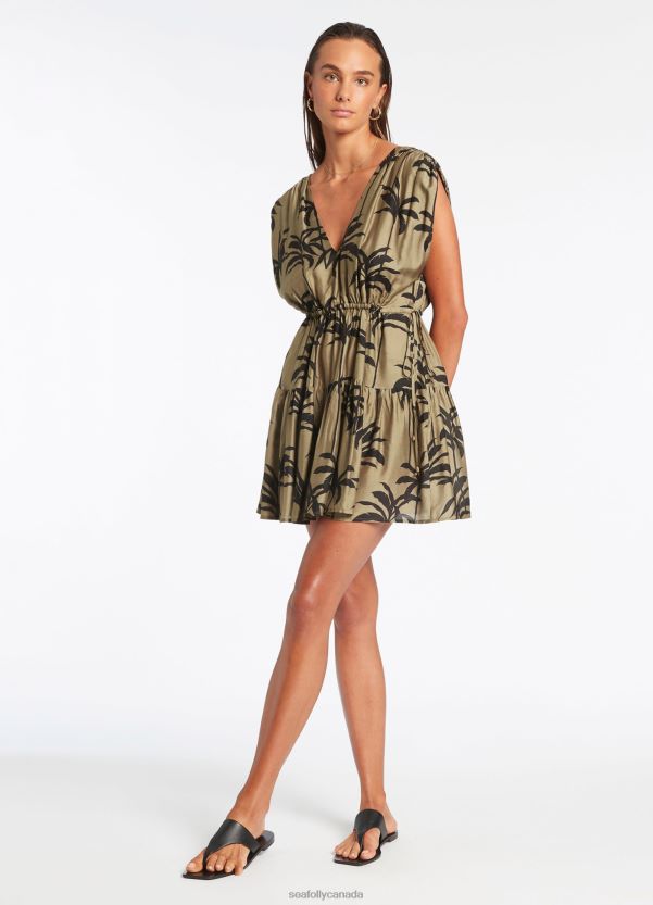 Seafolly Women Palme Tiered Cover Up ZZ6BL704 Clothes Olive