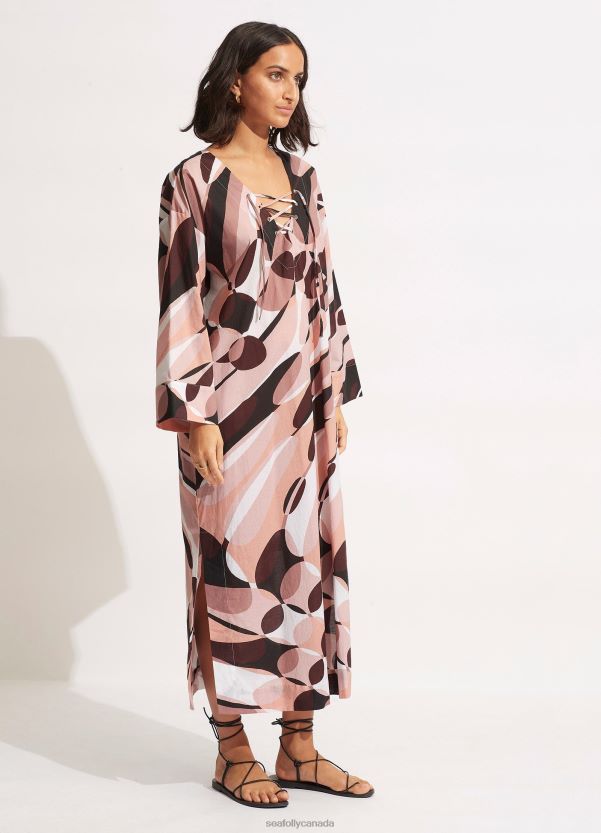 Seafolly Women PoolsideMaxi Cover Up ZZ6BL706 Clothes Sepia