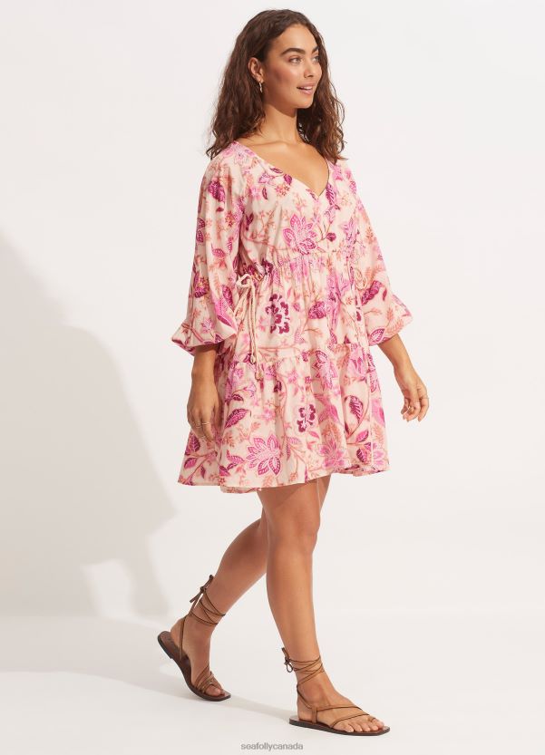 Seafolly Women Silk Road Tier Mini Dress ZZ6BL680 Clothes Parfait Pink