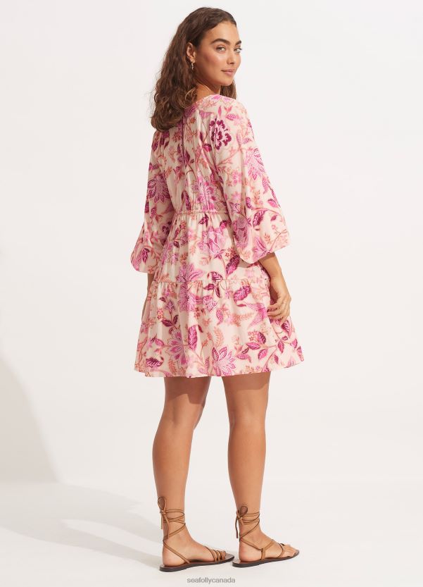 Seafolly Women Silk Road Tier Mini Dress ZZ6BL680 Clothes Parfait Pink