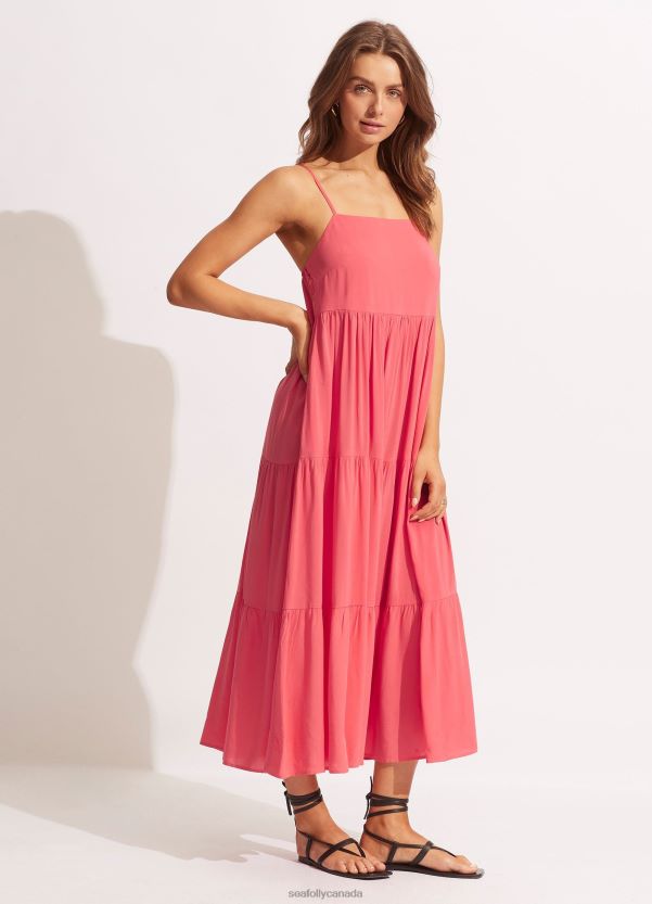 Seafolly Women Weekend Tier Dress ZZ6BL692 Clothes Sun Kissed Coral