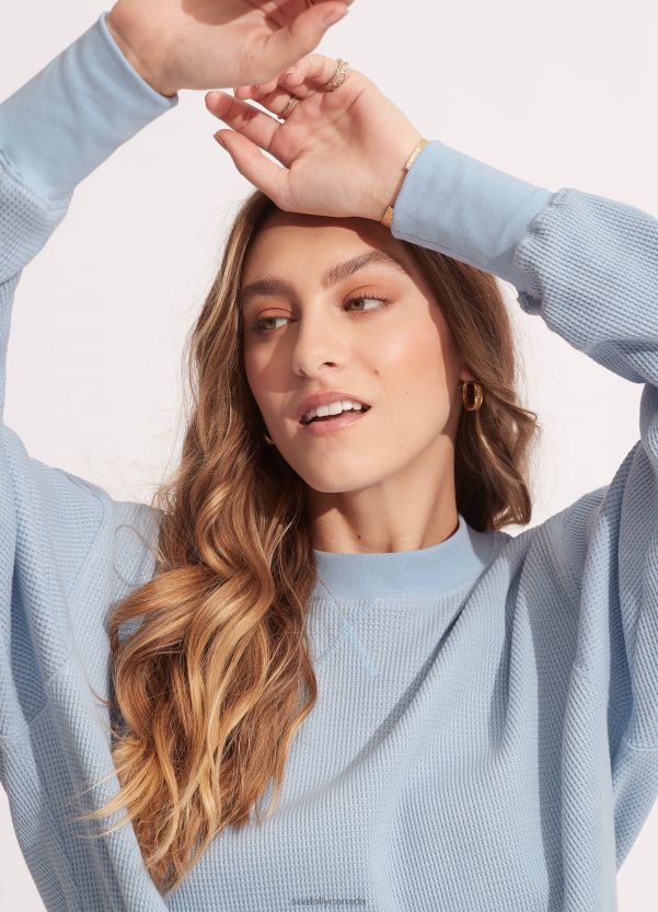 Seafolly Women Waffle Sweat Top ZZ6BL660 Clothes Powder Blue