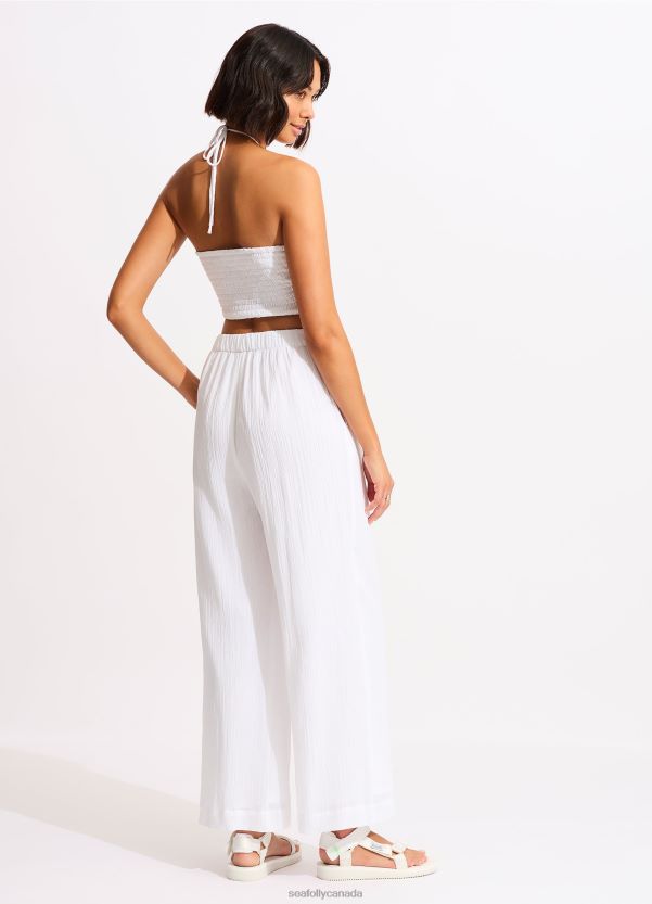 Seafolly Women Crinkle Beach Pant ZZ6BL749 Clothes White