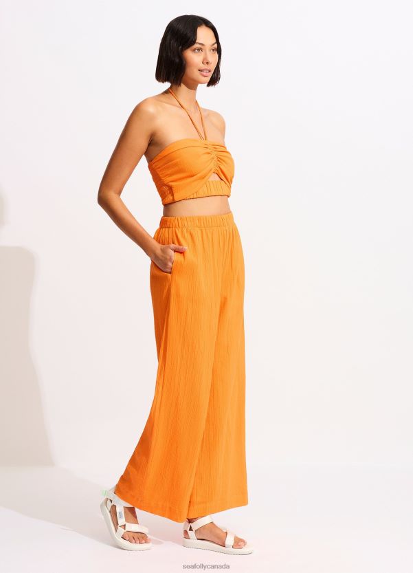 Seafolly Women Crinkle Beach Pant ZZ6BL751 Clothes Mandarin