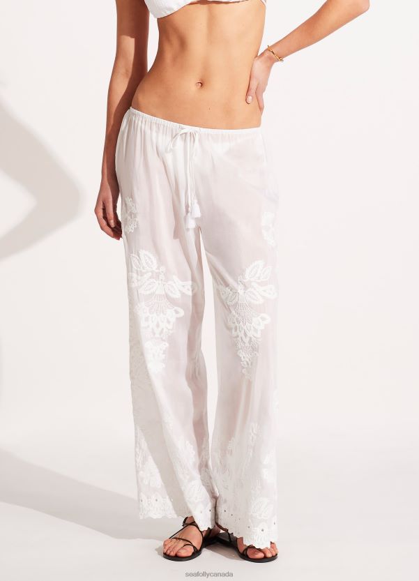 Seafolly Women Embroidered Pant ZZ6BL752 Clothes White