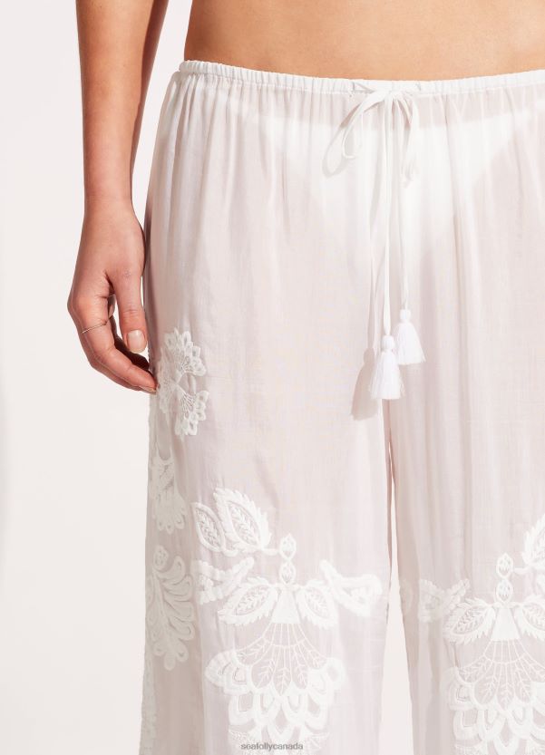 Seafolly Women Embroidered Pant ZZ6BL752 Clothes White