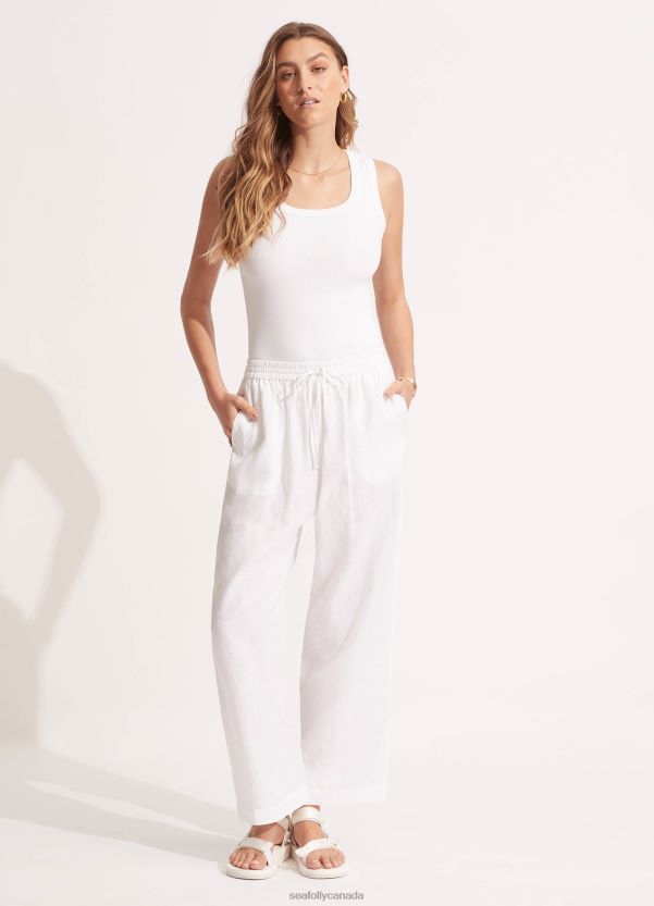 Seafolly Women Linen Pant ZZ6BL753 Clothes White