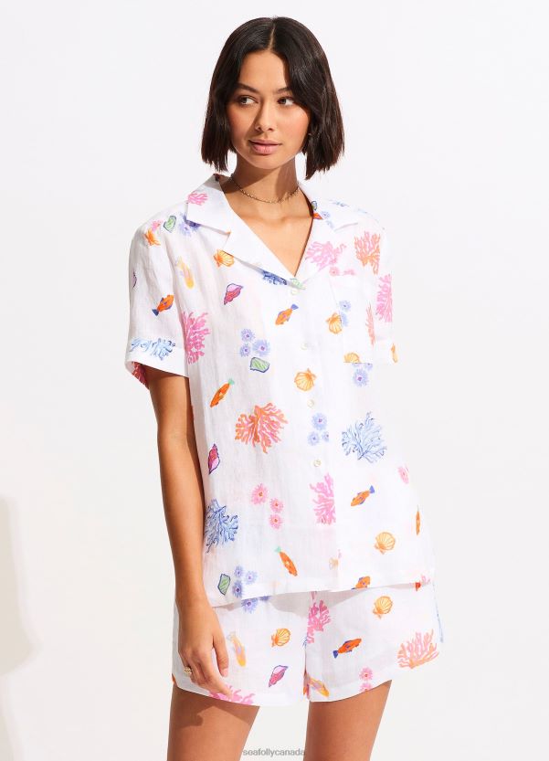 Seafolly Women Under The Sea Beach Short ZZ6BL750 Clothes White