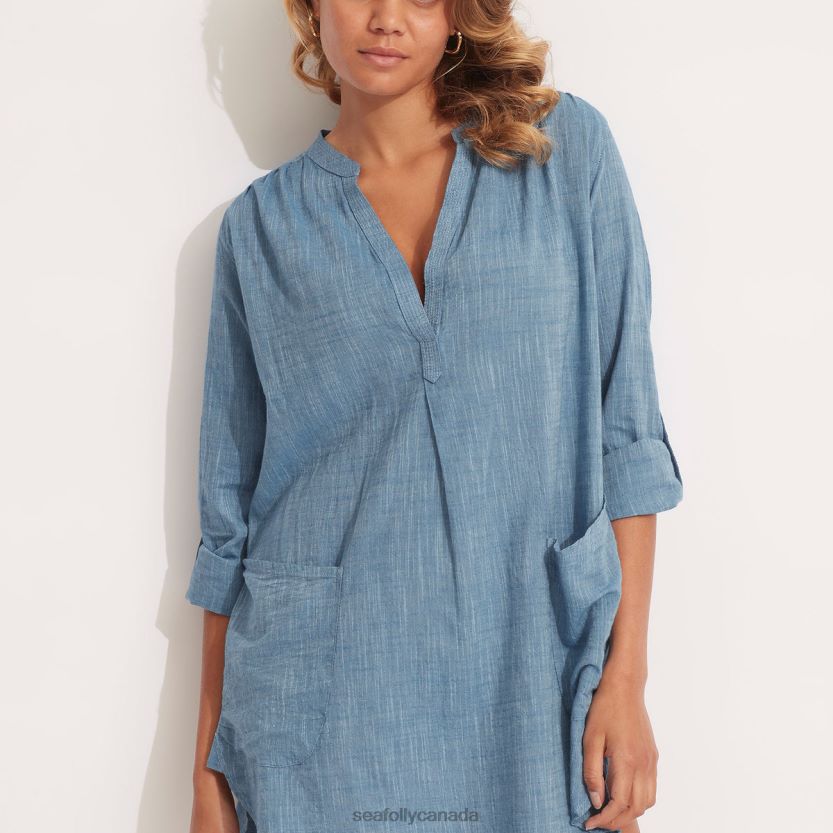 Seafolly Women Boyfriend Beach Shirt ZZ6BL759 Clothes Chambray