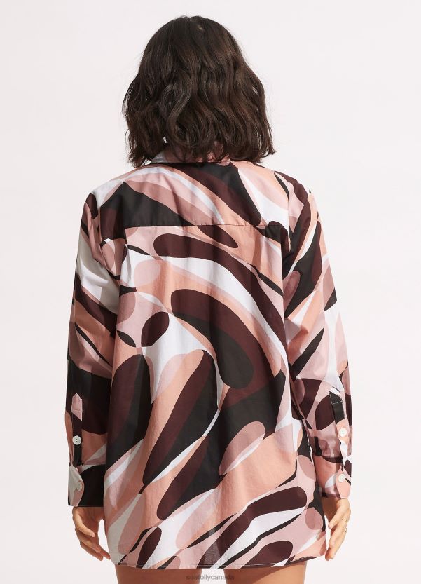 Seafolly Women Poolside Shirt ZZ6BL746 Clothes Sepia