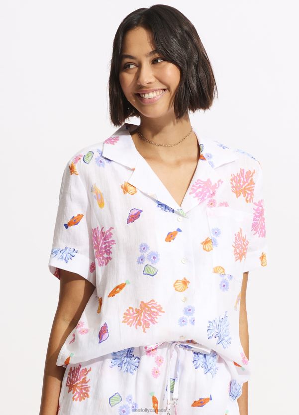 Seafolly Women Under The Sea Beach Shirt ZZ6BL734 Clothes White