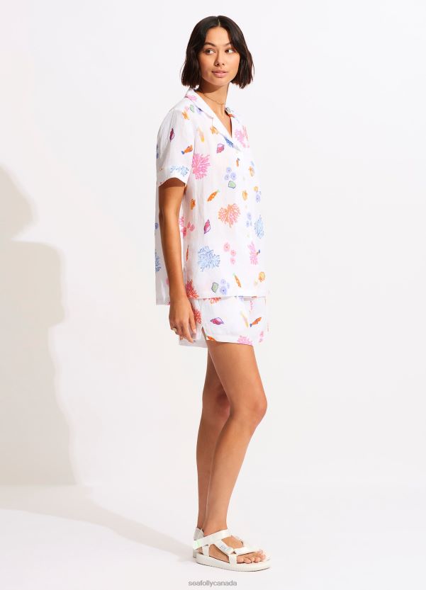 Seafolly Women Under The Sea Beach Shirt ZZ6BL734 Clothes White