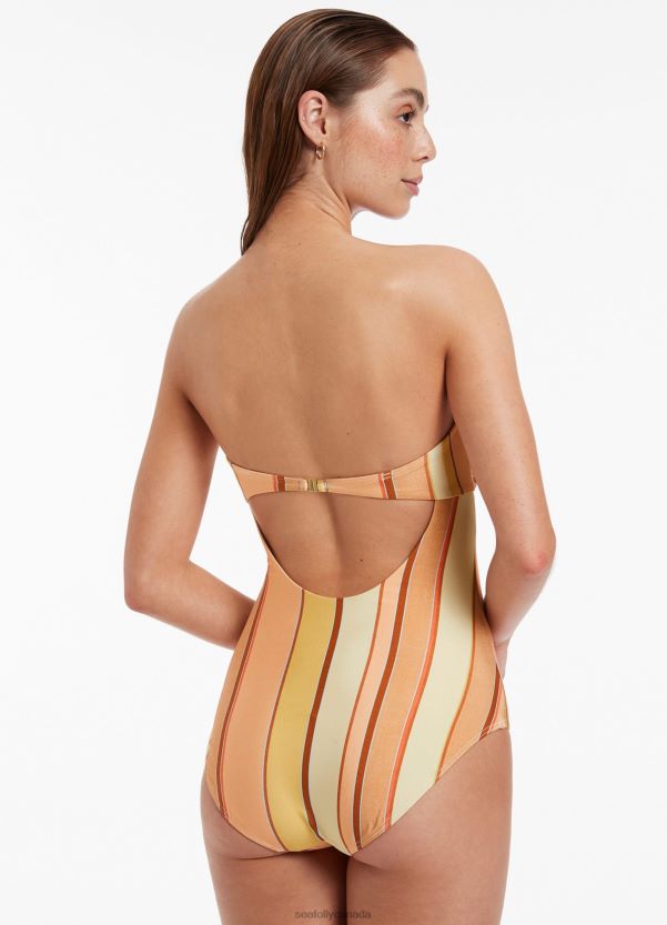 Seafolly Women Fira Stripe Bandeau One Piece ZZ6BL115 Swimwear Marigold