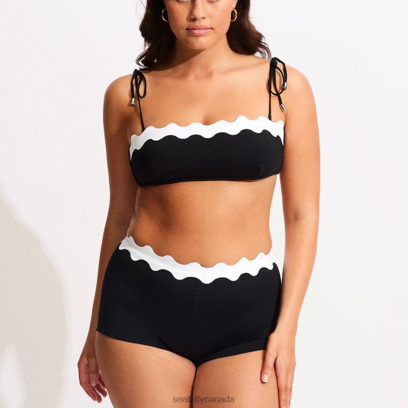 Seafolly Women Gia Ric Rac Bustier Bandeau ZZ6BL566 Swimwear Black