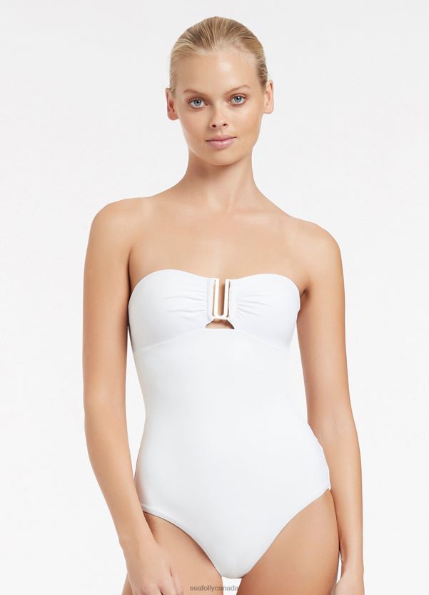 Seafolly Women Jetset Bandeau One Piece ZZ6BL91 Swimwear White