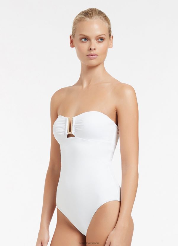 Seafolly Women Jetset Bandeau One Piece ZZ6BL91 Swimwear White