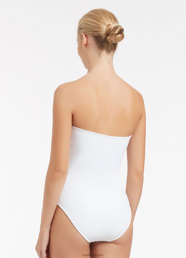 Seafolly Women Jetset Bandeau One Piece ZZ6BL91 Swimwear White