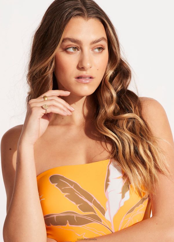 Seafolly Women Palm Paradise Bandeau One Piece ZZ6BL89 Swimwear Rockmelon